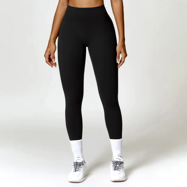 Belly Contracting Hip Lifting Brushed High Waist Yoga Pants Black - Shop at LoveMi
