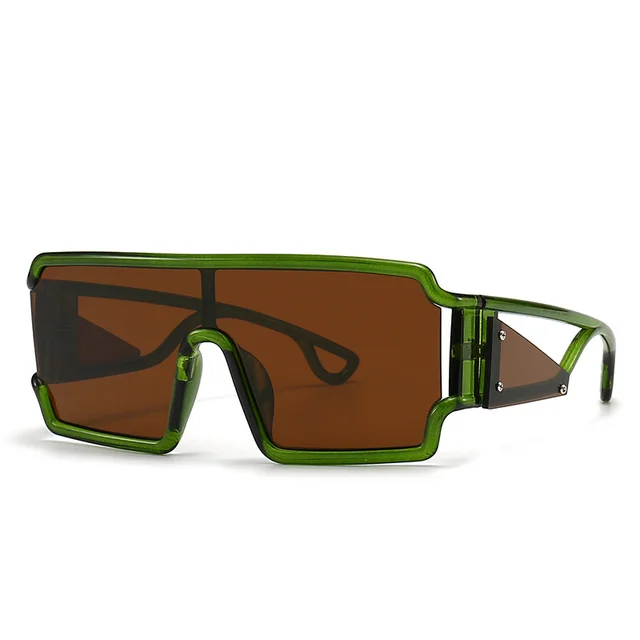 Square Fashion Large Rim Vintage Sunglasses C6 Dark Green Coffee - Shop at LoveMi