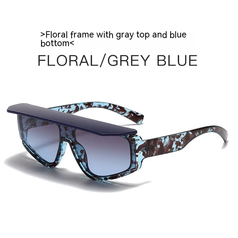 Fashion Square Brim Sunshade Sunglasses - Floral Blue