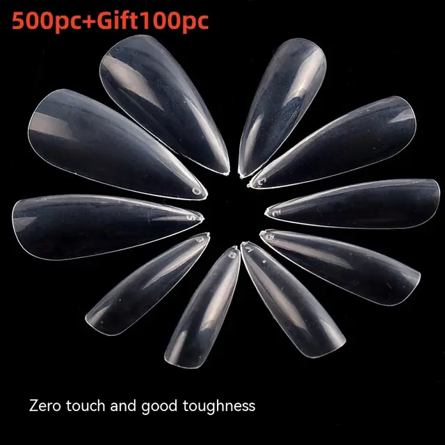 N81 Nail Tips Transparent Nail Sticker Pieces Long Pointed European And American Ultra thin Apricot Nail Piece Transparent - Shop at LoveMi