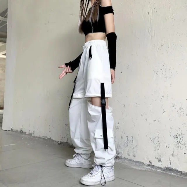 Detachable Two way Wear Ankle Banded Working Pants Women White - Shop at LoveMi