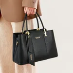 Women's Generous One-shoulder Crossbody Printing Large Capacity Bag - Black