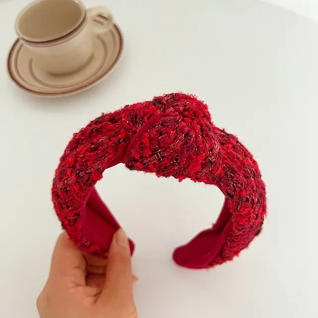Christmas Red Series Wide Brim Hair Pressing Knot In The Middle Headband Red Black Knotted Hair Hoop - Shop at LoveMi