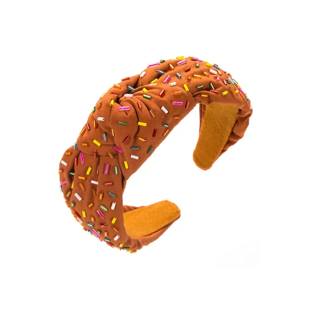 Fashion Hand stitched Glass Tube Headband Temperament Brown - Shop at LoveMi