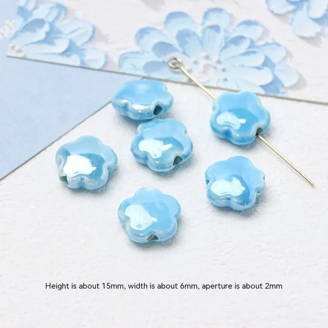 Japanese Ceramic Blue Series Scattered DIY Handmade Beaded Necklace Bracelet Spacer Beads Material Small Blue Flowers - Shop at LoveMi