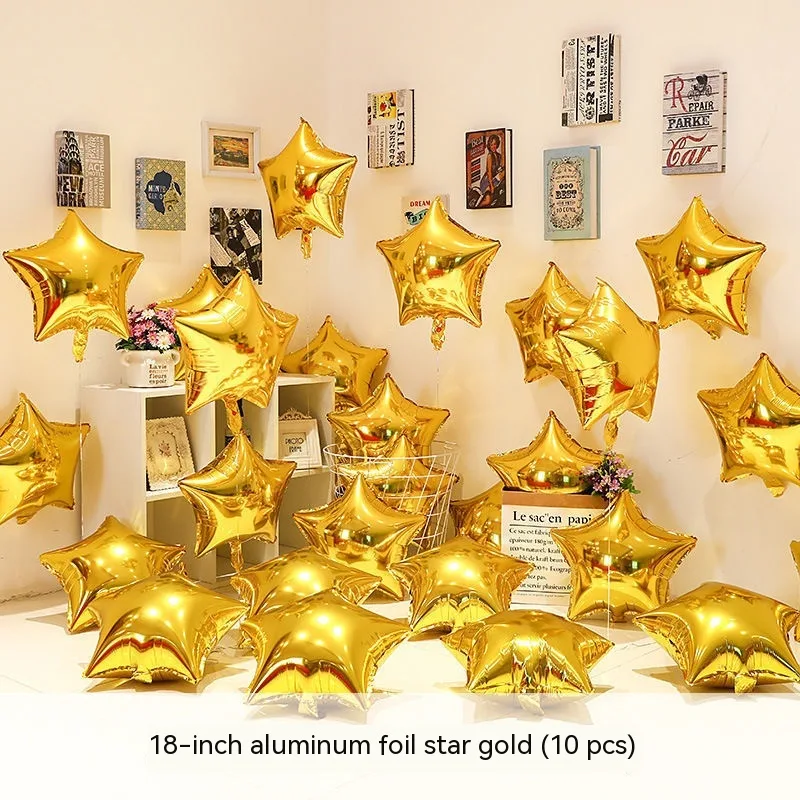 Heart shaped Aluminum Balloon 520 Wedding Room Decoration Birthday Party 18 Inch Star Gold 10 Pack - Shop at LoveMi