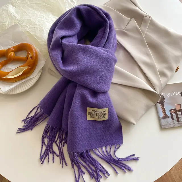 New Scarf Autumn And Winter Popular Color Matching Cashmere Scarf For Women 22 Purple - Shop at LoveMi