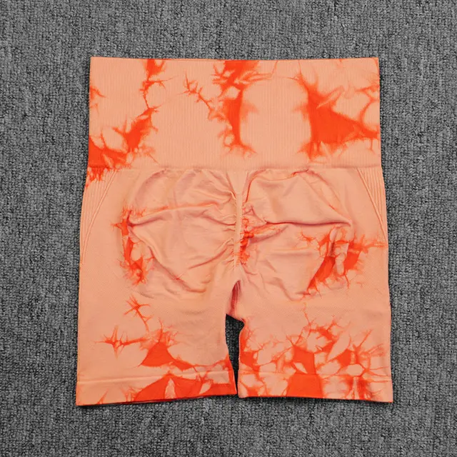 Tie dye Printed Yoga Pants Summer Quick drying Fitness Shorts Sexy High waisted Hip lifting Leggings Women Pants Orange - Shop at LoveMi