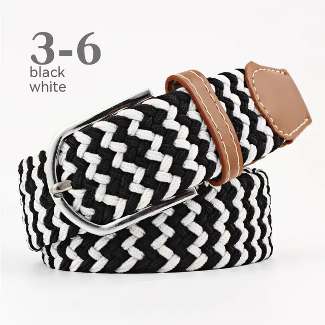 Women's Canvas Belt Student Pants Belt Black And White 107Cm - Shop at LoveMi