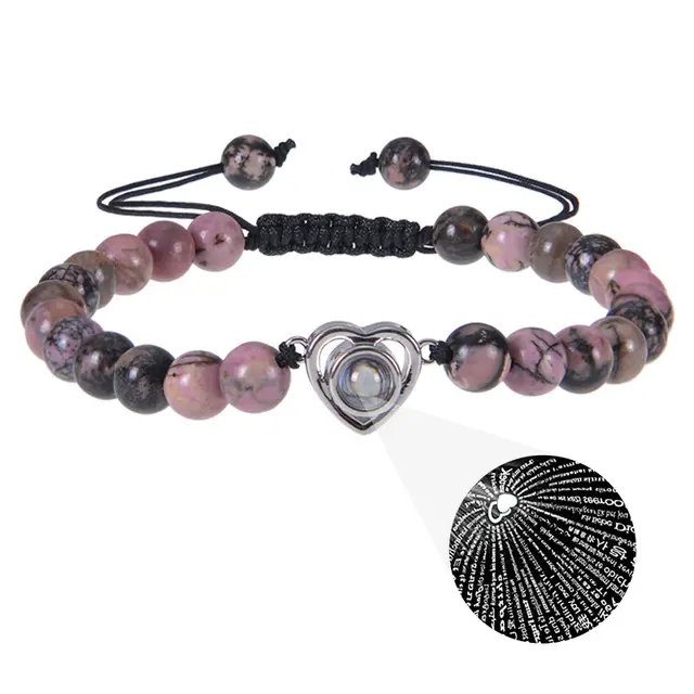 Beaded Woven Bracelet Heart shaped Black Line Red Stripe Bracel - Shop at LoveMi