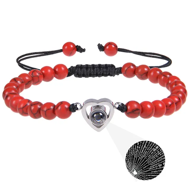 Beaded Woven Bracelet Heart shaped Red Pine Stone Bracelet - Shop at LoveMi