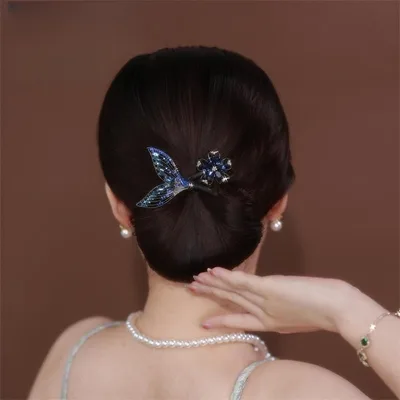 Golden Wings Hair Band Women Fishtail Flower Hair Band Blue - Shop at LoveMi