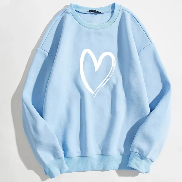 Printed Heart Trendy Sweater For Women Blue - Shop at LoveMi