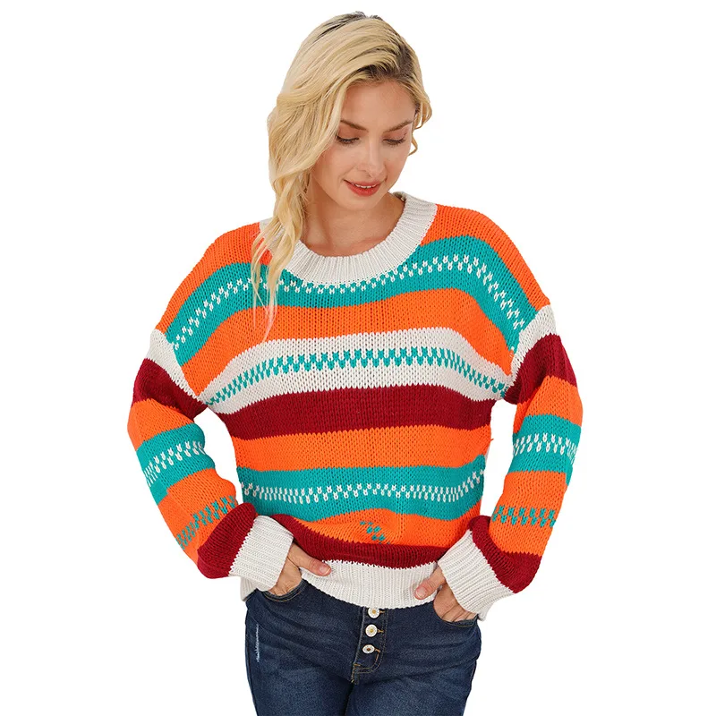 Loose Color Pullover Regular Sleeve Sweater Color - Shop at LoveMi