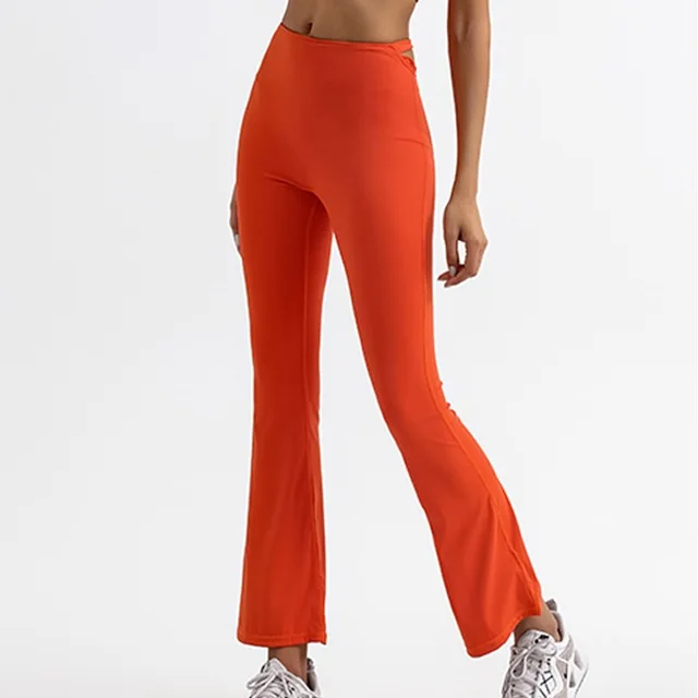 Hollow Sports And Fitness Running Training Bell bottom Pants Sweet Orange - Shop at LoveMi