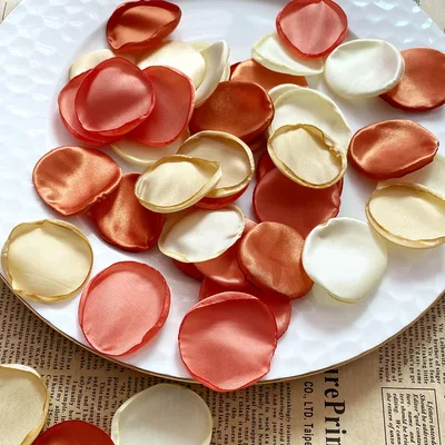 4cm Silk Rose Burnt Edge Petals Wedding Glowing Cream Powder Laminate Mixed Color Set K - Shop at LoveMi
