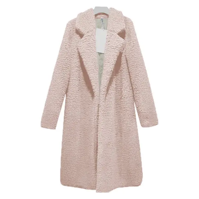 FallWinter Slim Women's Lapel Long Sleeve Solid Color Street Coat Clothing Pink - Shop at LoveMi