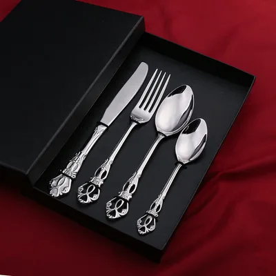 Stainless Steel Western Food Tableware Set Steak Knife And Fork Gift Box Steak Knife, Fork And Spoon Natural Four Piece Set Box - Shop at LoveMi
