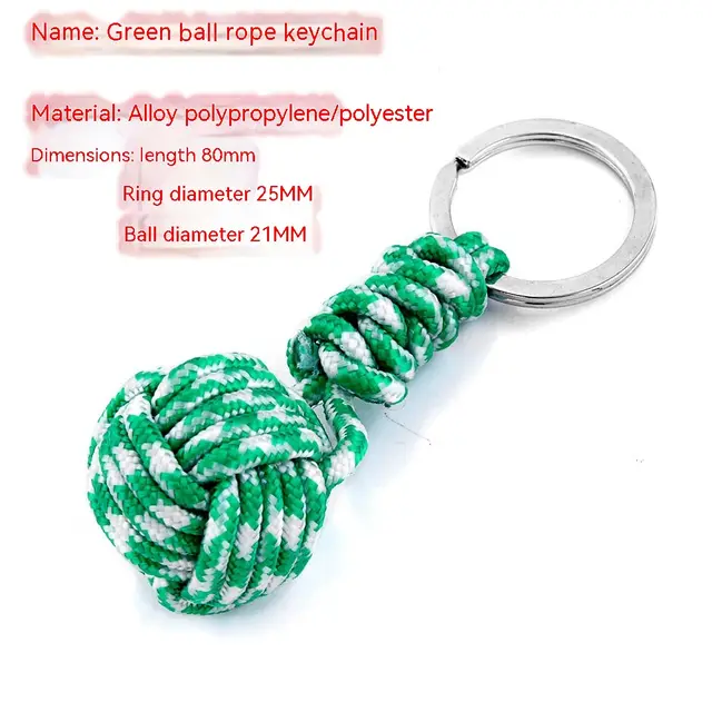 Outdoor Ball Rope Keychain Color Ball Decorative Pendant Creative Round Metal Key Chain Green Flower 53231 Bh1502 - Shop at LoveMi