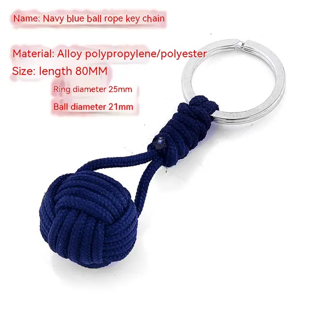 Outdoor Ball Rope Keychain Color Ball Decorative Pendant Creative Round Metal Key Chain Navy Blue 53231 Bh1602 - Shop at LoveMi