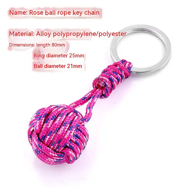 Outdoor Ball Rope Keychain Color Ball Decorative Pendant Creative Round Metal Key Chain Rose Red Color 53231 Bh2002 - Shop at LoveMi