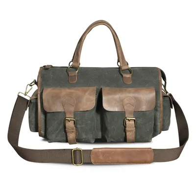 Top Layer Oil Wax Skin Cowhide Leather Retro Men's 14 inch Business Handheld Official Document Bag Green - Shop at LoveMi