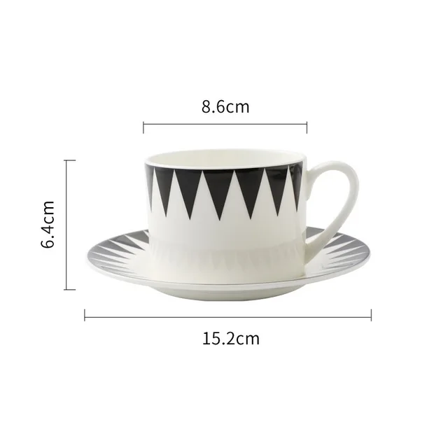Coffee Cup Dish Suit Nordic Black And White Geometry European Creative Simple English Afternoon Tea Lovers Ceramic Cup Big Triangle - Shop at LoveMi