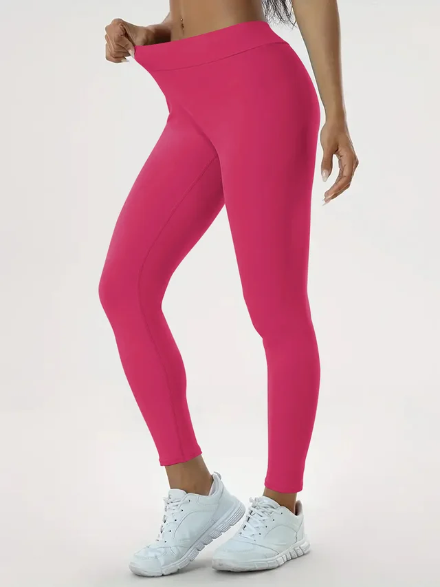Women's Yoga Pants High Waist Lift High Elastic Tight Fitness Trousers Rose Red - Shop at LoveMi