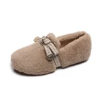 Plush Shoes Women's Slip-on Fleece-lined Bow Pumps - Khaki