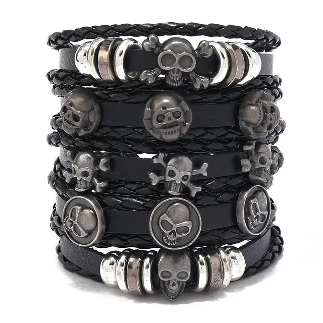 Men's Friend Hand woven Five piece Multi layer Suit Bracelet Black - Shop at LoveMi