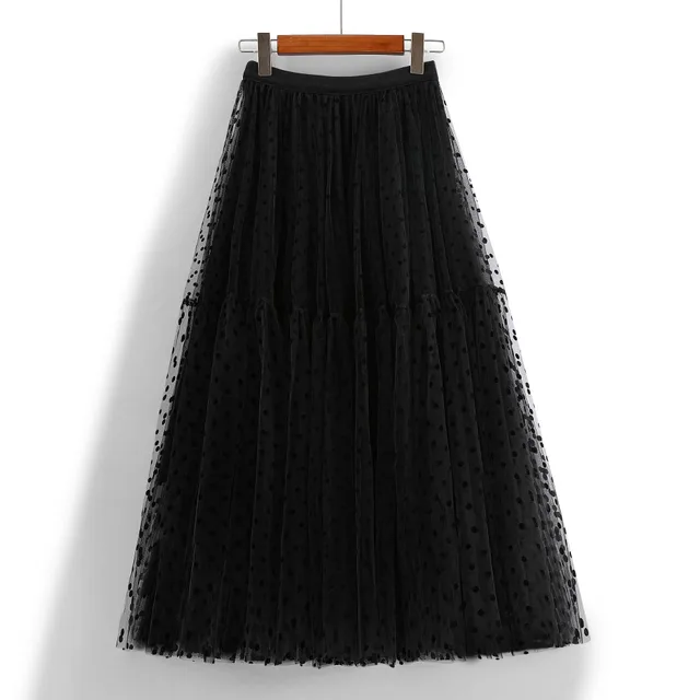 Heavy Industry Flocking Polka Dot Tulle Skirt Women Black - Shop at LoveMi