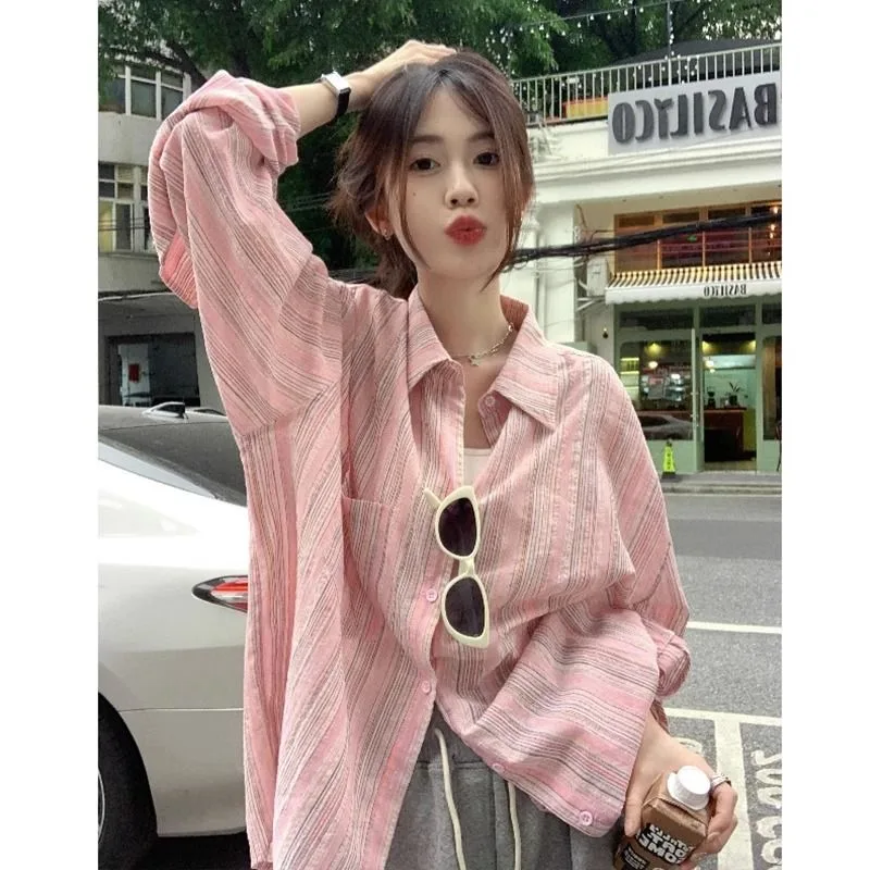 Lazy Style Long Sleeve Shirt Sun Protection Coat Pink - Shop at LoveMi