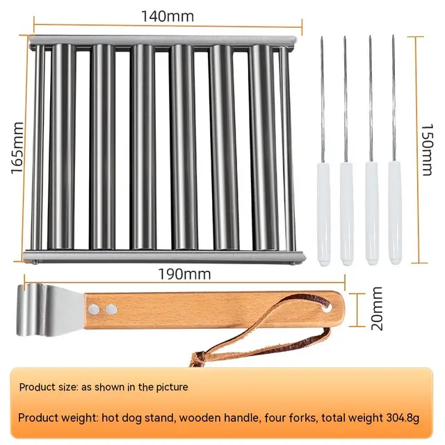 Hot Dog Rack Removable Stainless Steel Roasted Sausage Doll Rack Rolling Barbecue Small2 - Shop at LoveMi