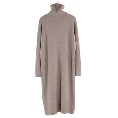 Women's Inner Wear Autumn And Winter High Collar Mid length Temperament Overknee Sweater Long Dress Brown - Shop at LoveMi