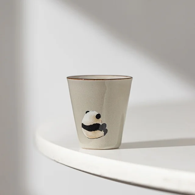 Ceramic Cup Panda Tea Set Household Lovely Single Cup Hostess Cup Panda Back Cup 40Ml - Shop at LoveMi