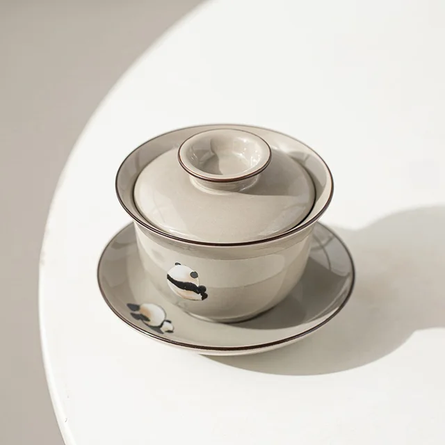 Ceramic Cup Panda Tea Set Household Lovely Single Cup Hostess Cup Panda Back Shadow Tureen 150Ml - Shop at LoveMi
