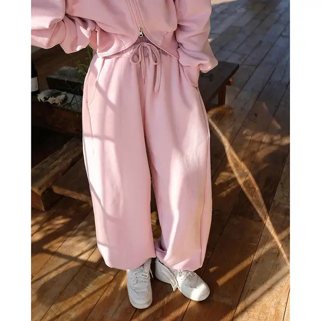 Double Zipper Jacket Casual Sweatpants Two piece Set Pink Pants - Shop at LoveMi