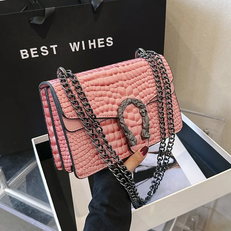 Fashion Chain Women's Shoulder Crossbody Small Square Bag Pink - Shop at LoveMi