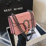 Fashion Chain Women's Shoulder Crossbody Small Square Bag - Pink
