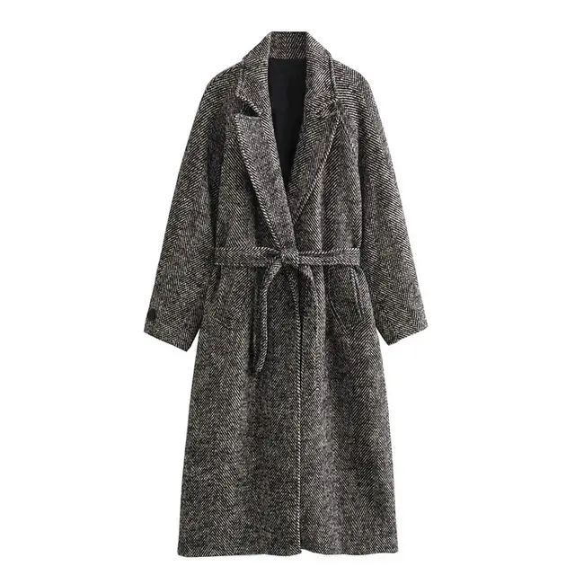 Commuter Waistband Design Overcoat Autumn Extended Black And Gray - Shop at LoveMi