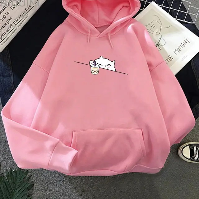 Women's Hooded Sweatshirt Polyester Fiber Sweater Pink - Shop at LoveMi