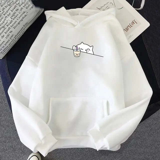 Women's Hooded Sweatshirt Polyester Fiber Sweater White - Shop at LoveMi