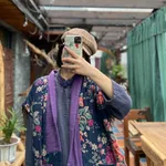 Antique Mud Cotton Linen Contrast Color Loose Quilted Long Waistcoat - Blue