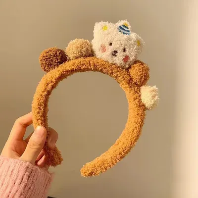 Cute Face Wash Hair Bands Female Cartoon Headwear Hair Band Headband Apply Cute Bear Brown - Shop at LoveMi