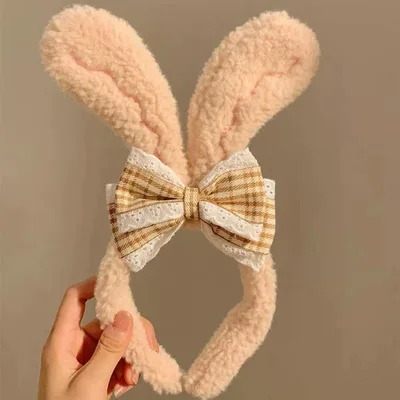 Cute Face Wash Hair Bands Female Cartoon Headwear Hair Band Headband Apply Rabbit Ears Bow Camel - Shop at LoveMi