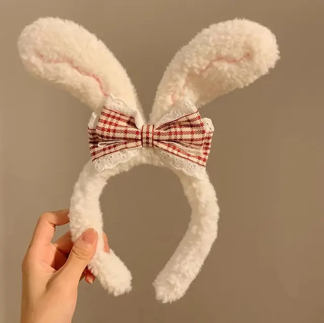 Cute Face Wash Hair Bands Female Cartoon Headwear Hair Band Headband Apply Rabbit Ears Bow White - Shop at LoveMi