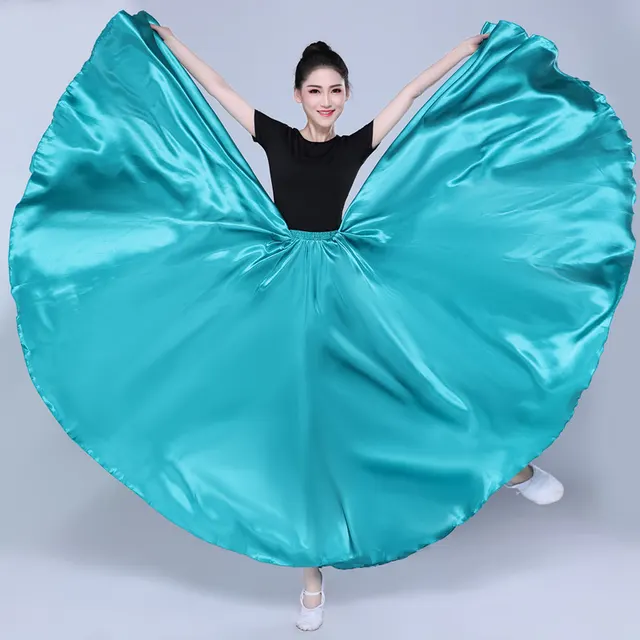 Simple Solid Color Performance Skirt With Large Swing Dark Green - Shop at LoveMi