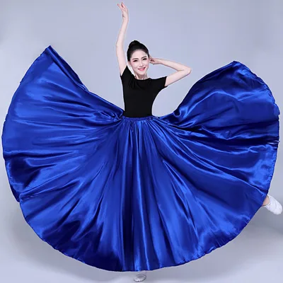 Simple Solid Color Performance Skirt With Large Swing Royal Blue - Shop at LoveMi