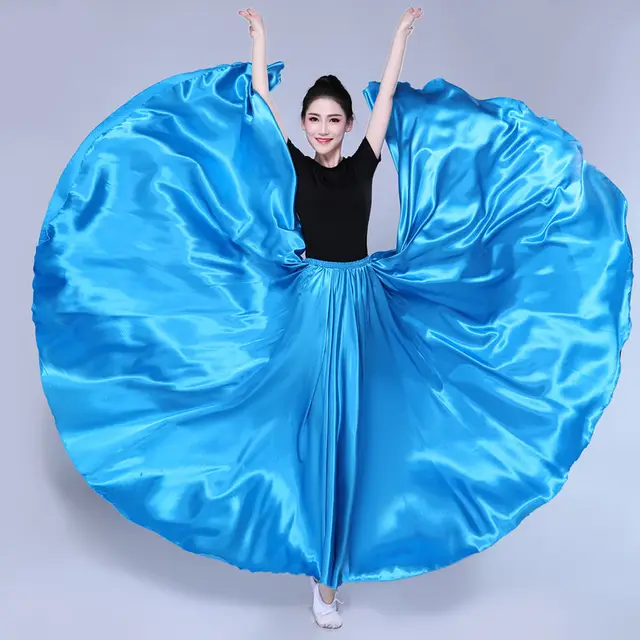 Simple Solid Color Performance Skirt With Large Swing Sky Blue - Shop at LoveMi