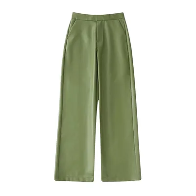 Women's Casual Loose Fitting Suit Pants Faux Leather Set Trousers M - Shop at LoveMi